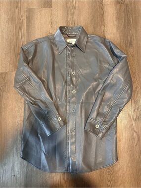 Aritzia Babaton gray leather jacket